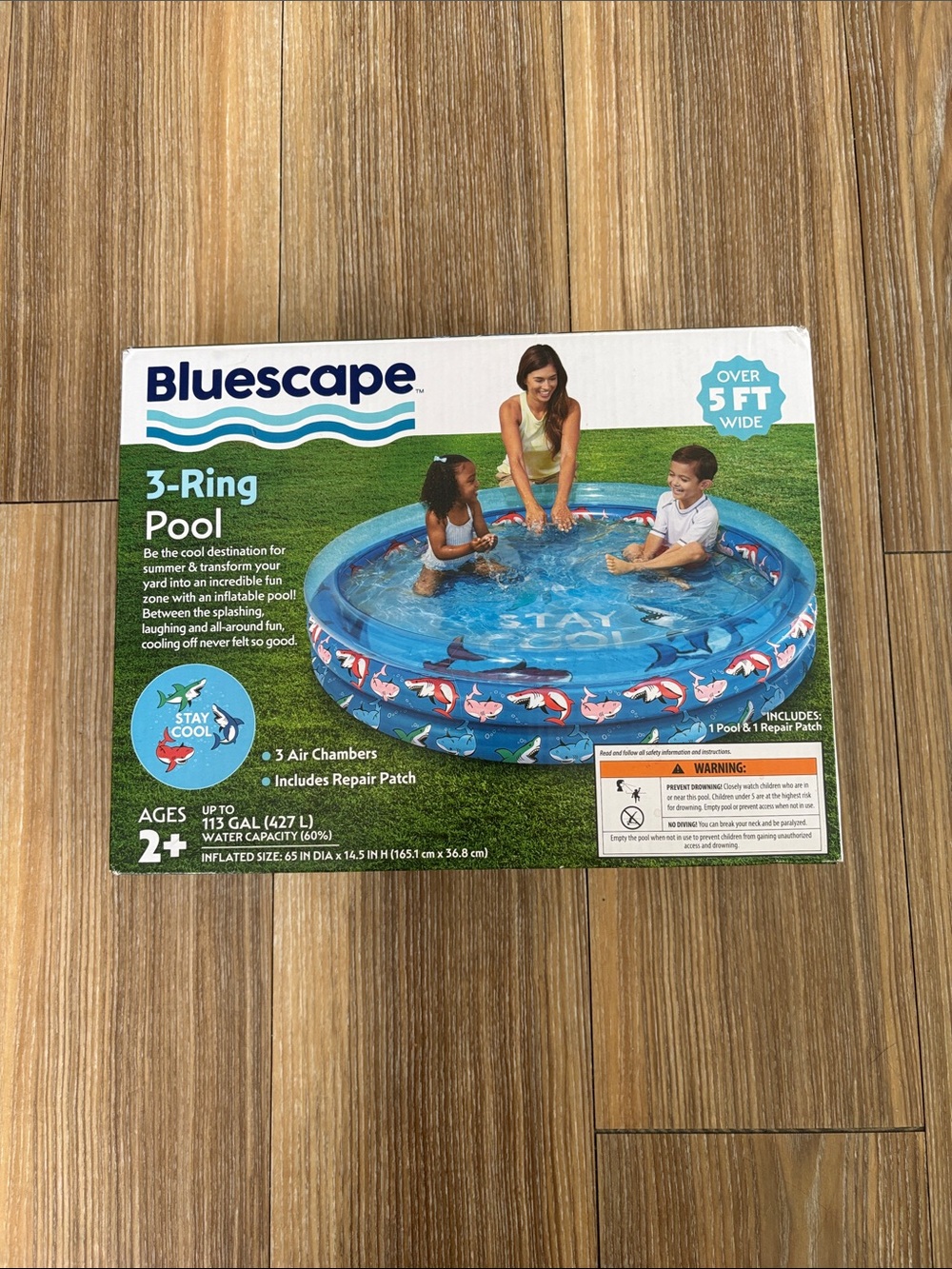 Blue 3-Ring Kids Pool – Inflatable Splash Play